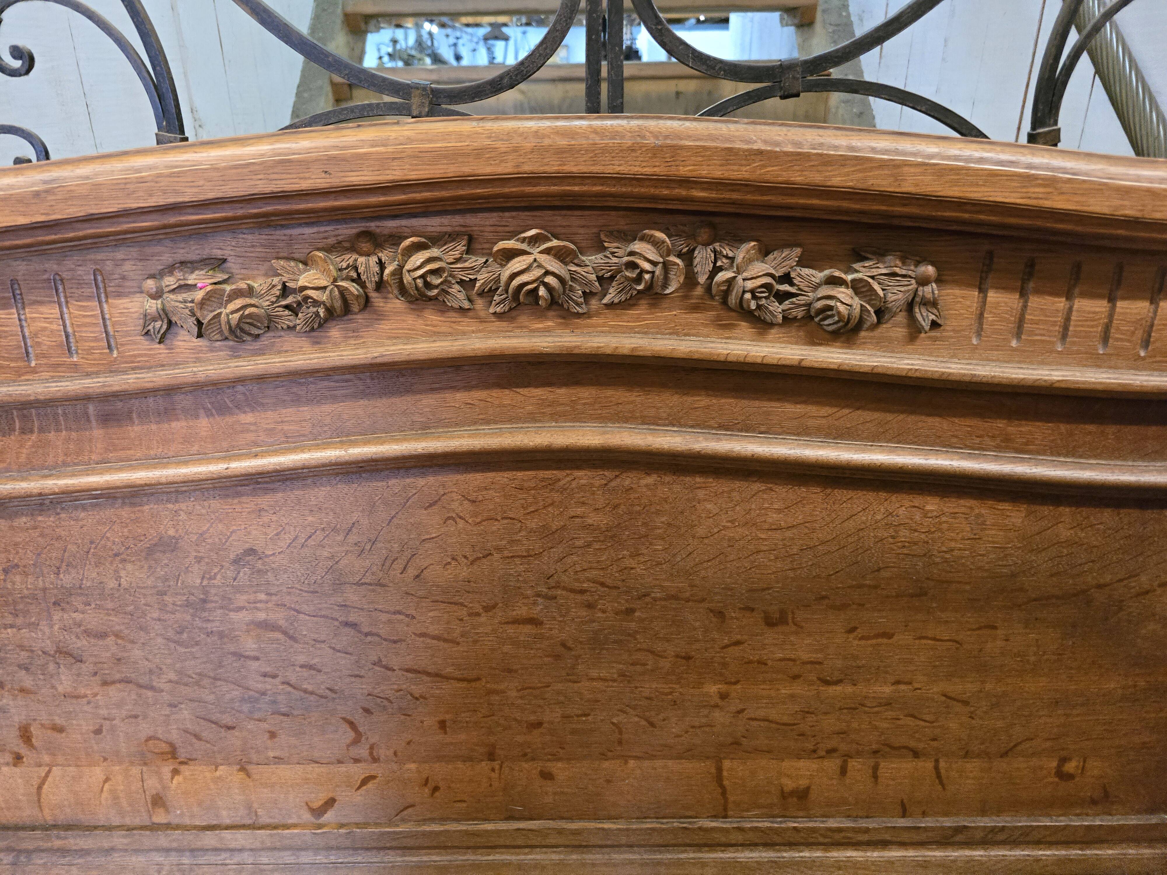 Old Louis XVI style oak headboard