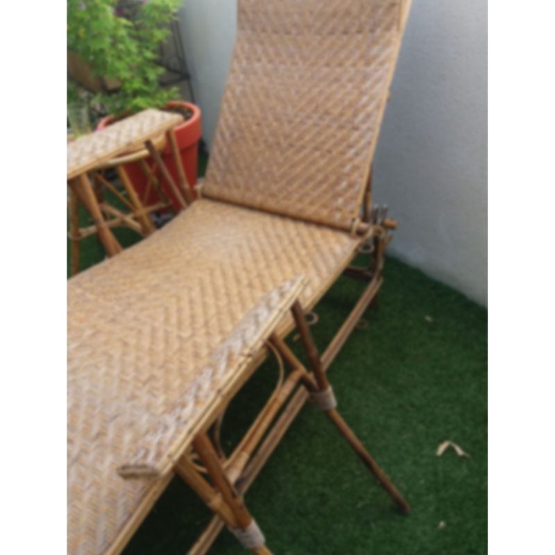 Transat chaise longue en rotin des années 30