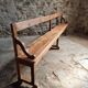 Grand banc ancien en bois avec dossier – fin XIXe siècle, pin et chêne