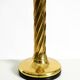 Large 1960s brass column-style table lamp with frosted glass globe