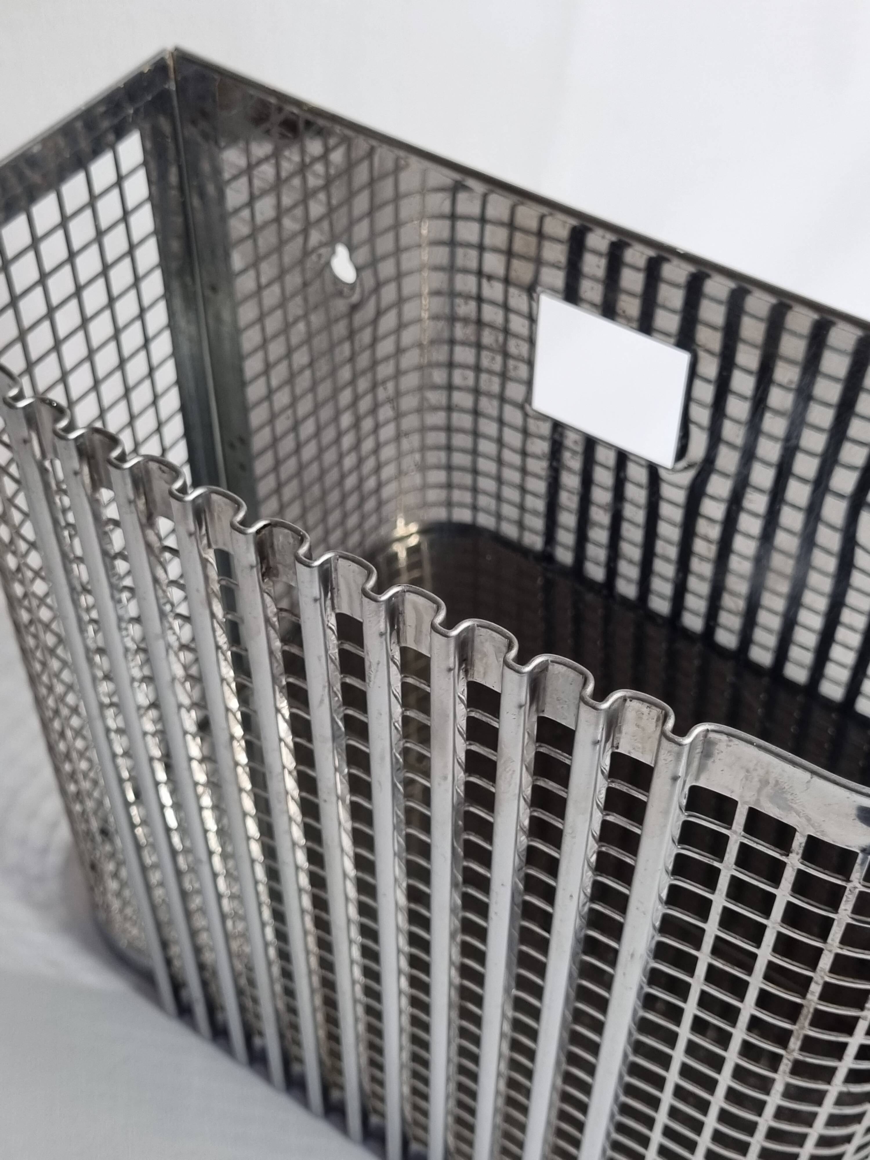 Chromed steel industrial wall paper basket, 60s