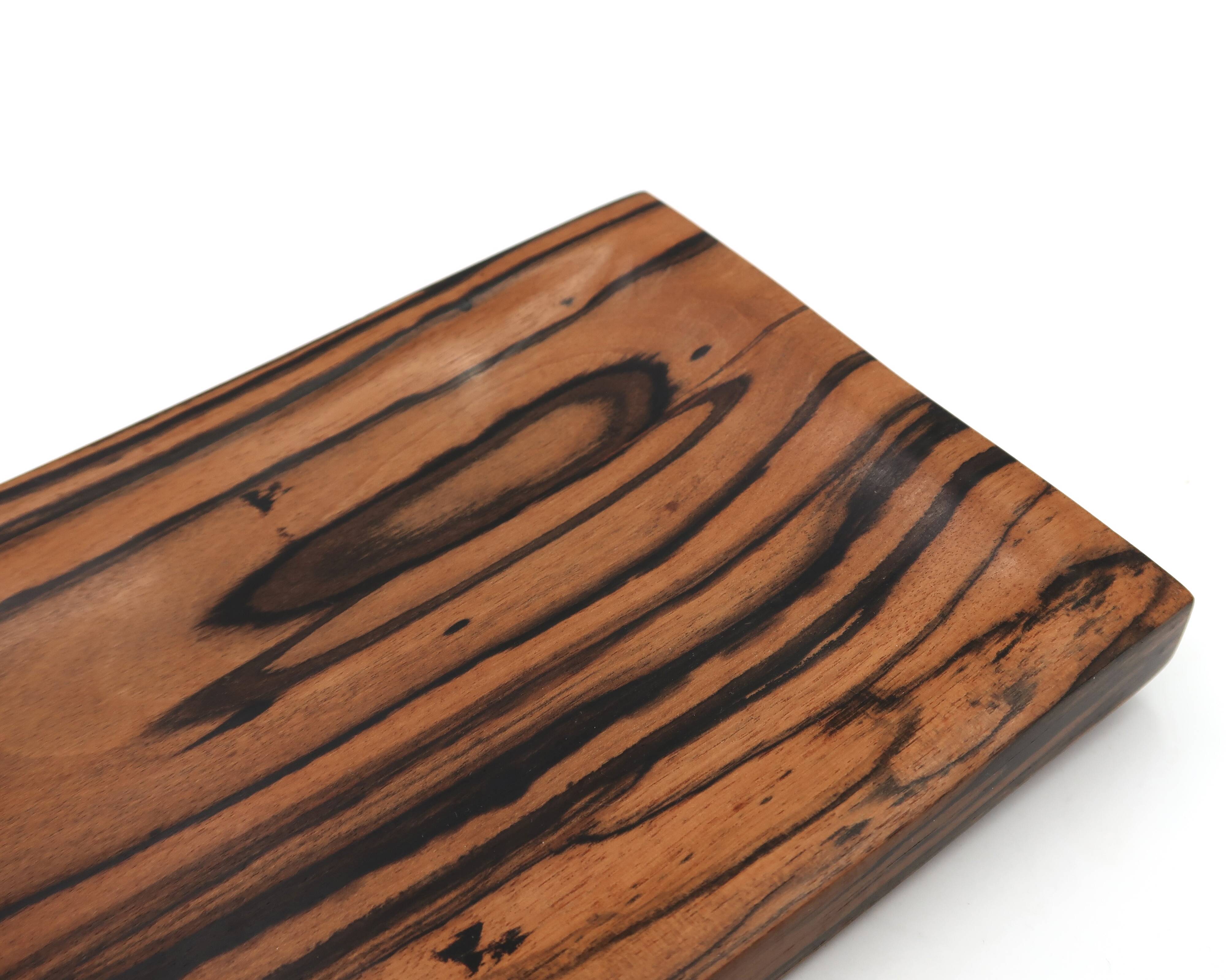 Signed rectangular pocket tray in royal ebony wood, 1970s