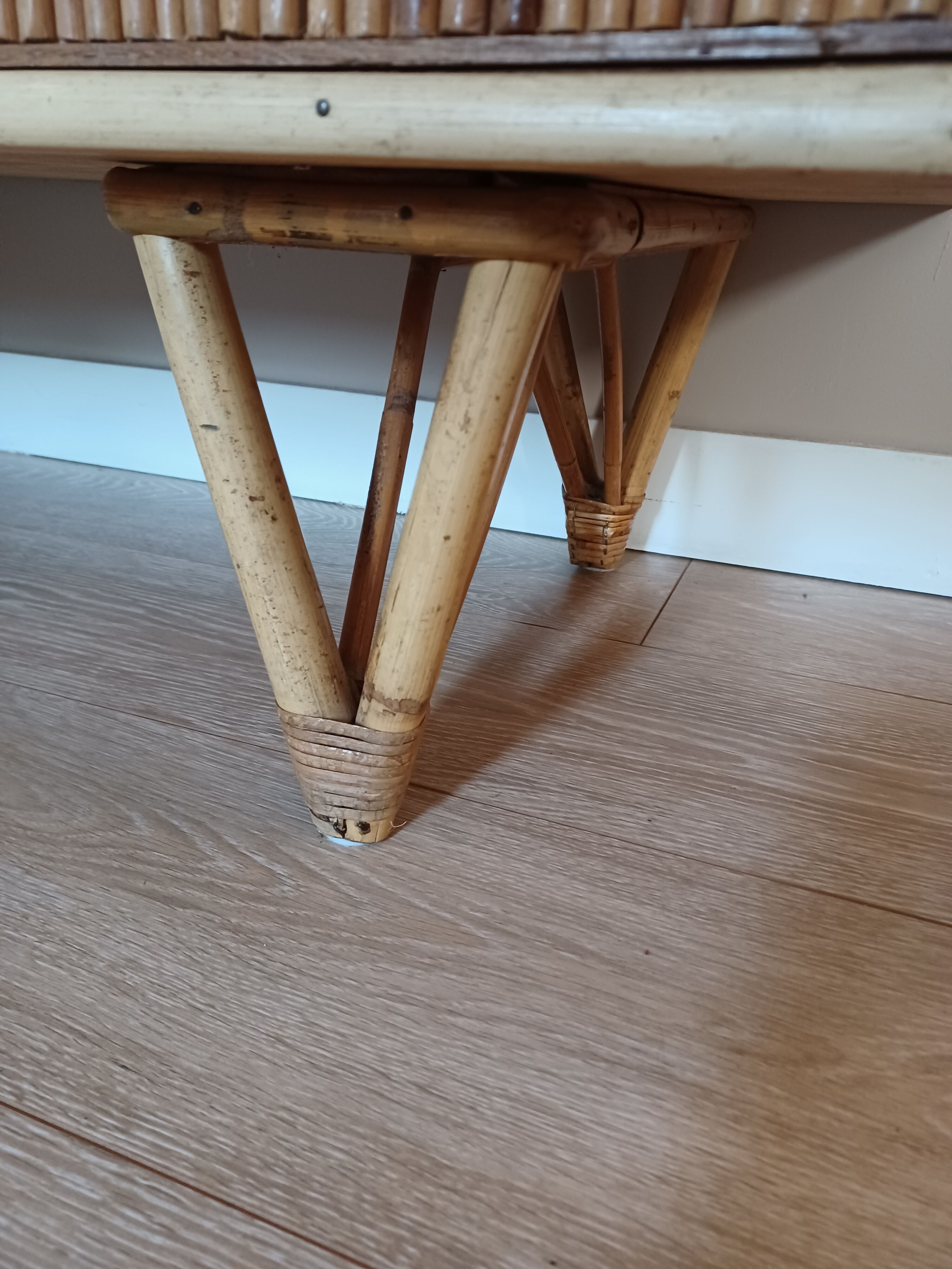 Buffet in rattan and vintage split bamboo