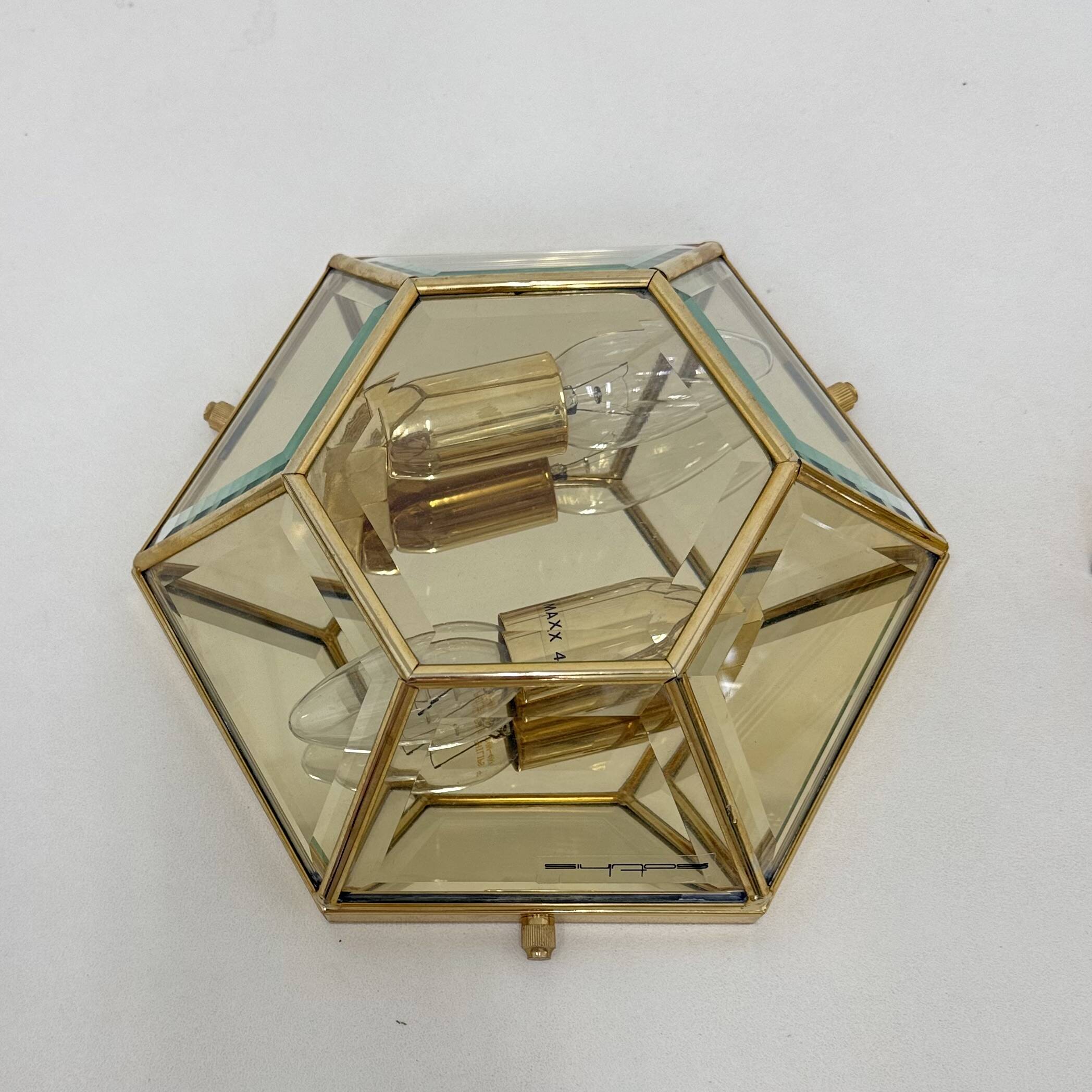 Set of 2 hexagonal wall lamps by Sothis, Italy 1980s