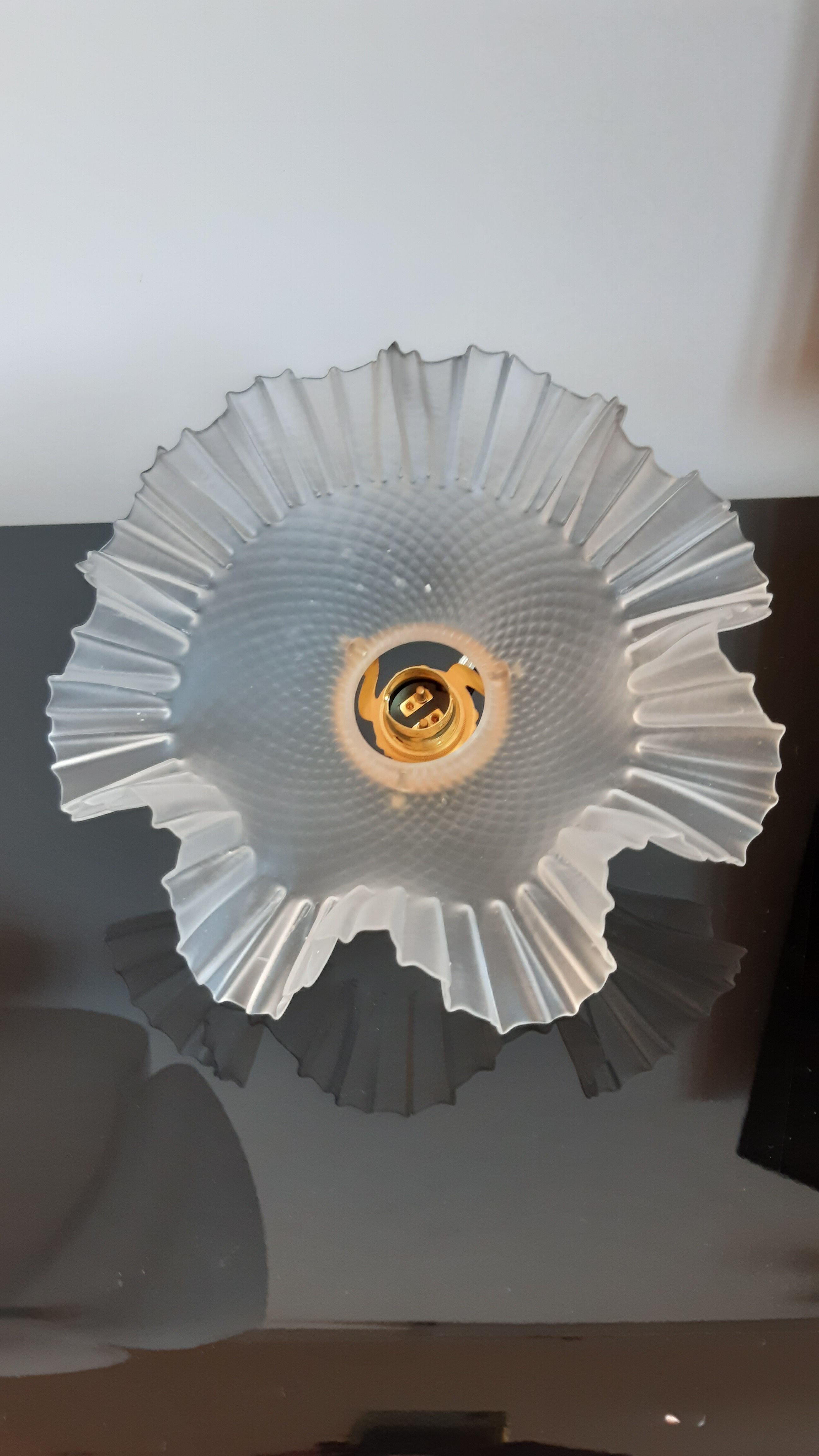 Pleated suspension in frosted glass 50s