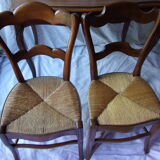 Louis XV cabaret desk with 2 straw chairs