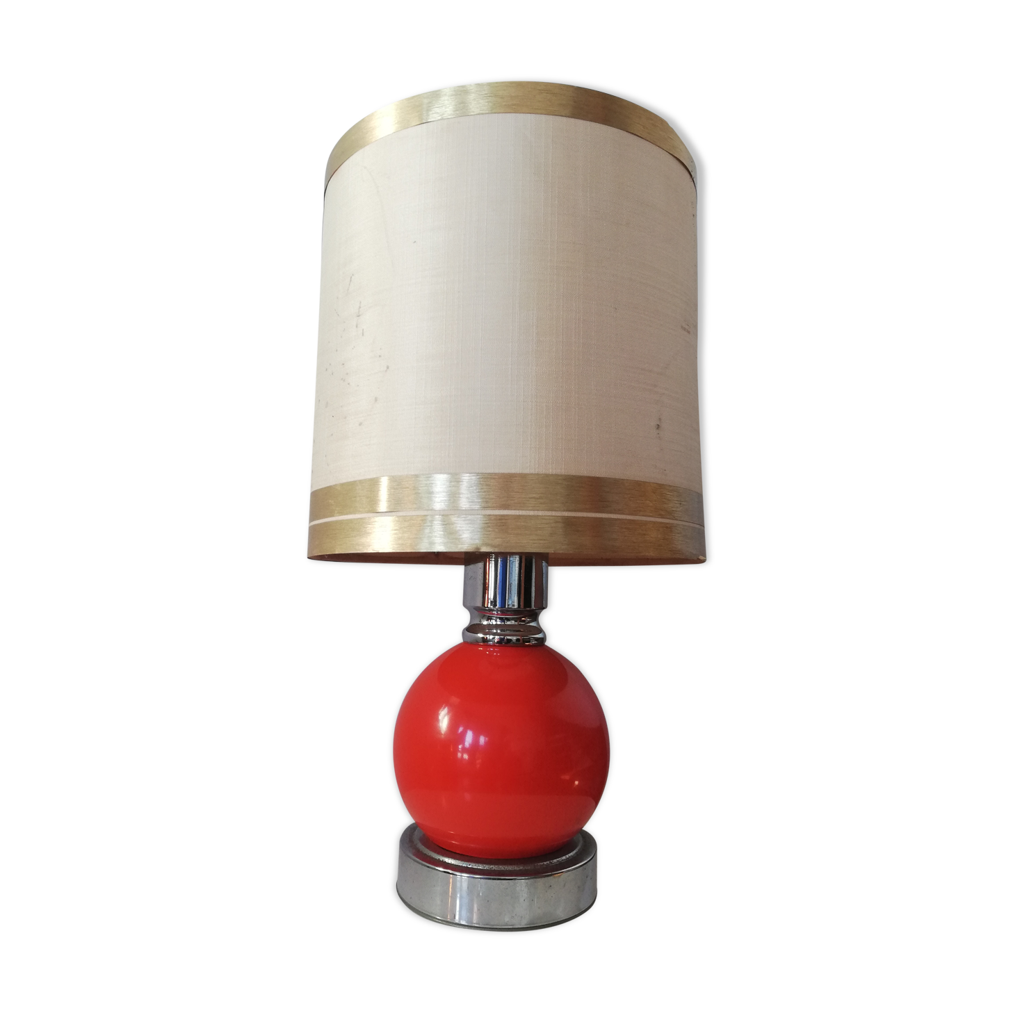 Lamp foot chrome vintage ceramic ball 60 70