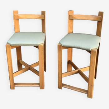 Pair of brutalist high stools, 1970