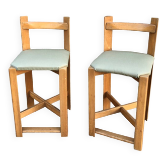 Pair of brutalist high stools, 1970