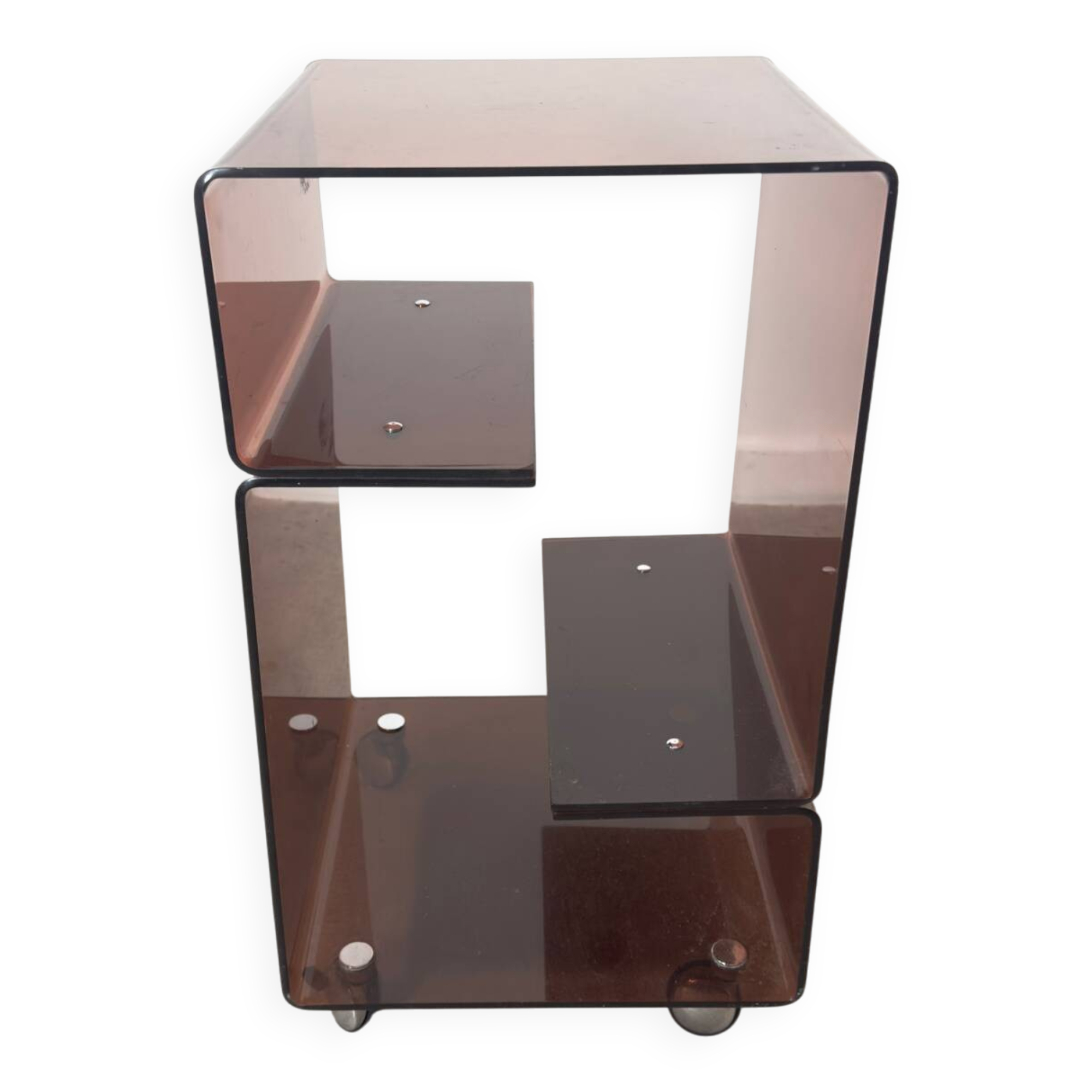 Smoked Plexiglas bedside table / end table