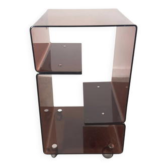 Smoked Plexiglas bedside table / end table.