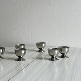 6 silver metal egg cups