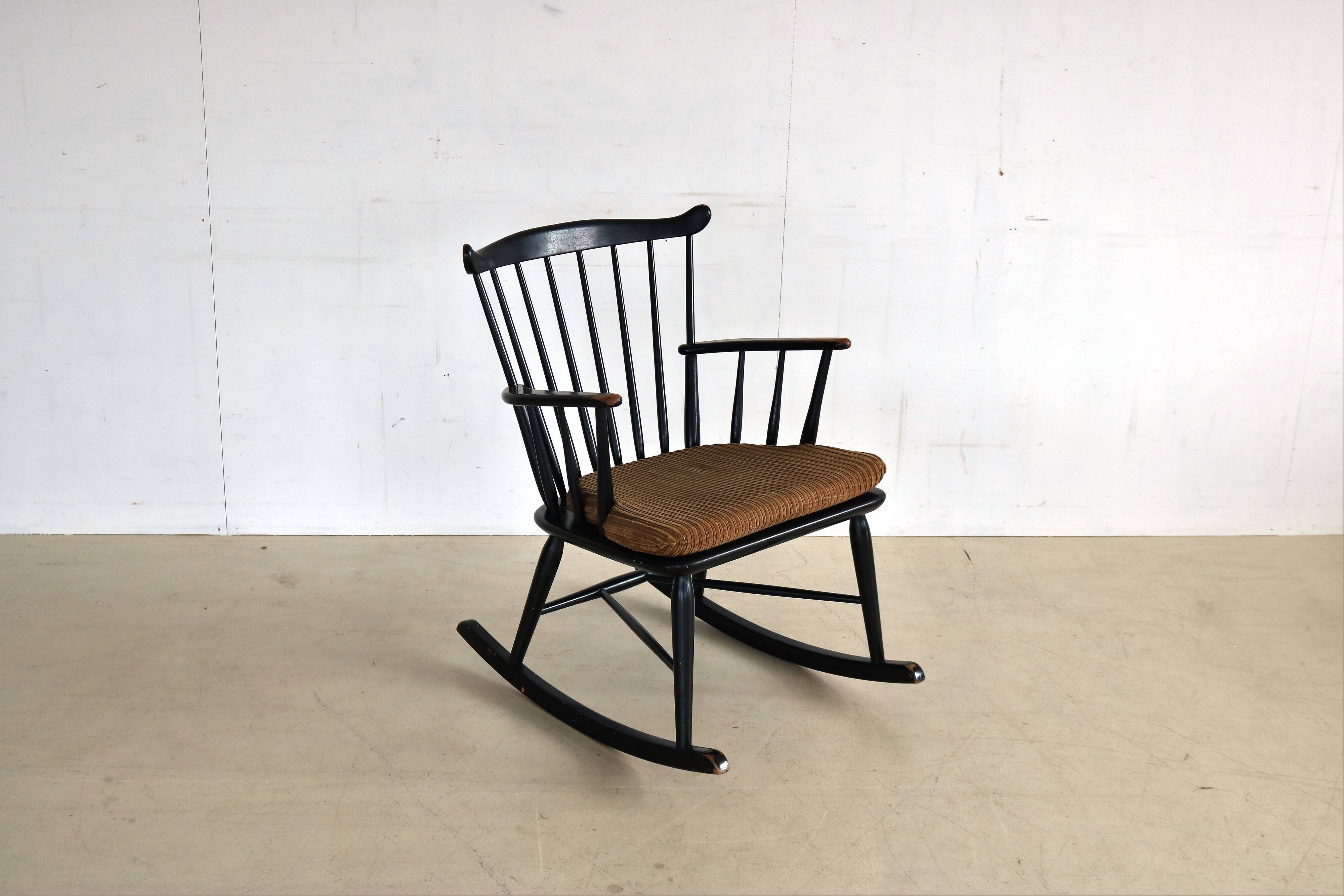 Vintage wooden rocking chair by Farstrup