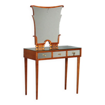 Coiffeuse vintage en acajou teinté avec miroir, Italie, XXe siècle