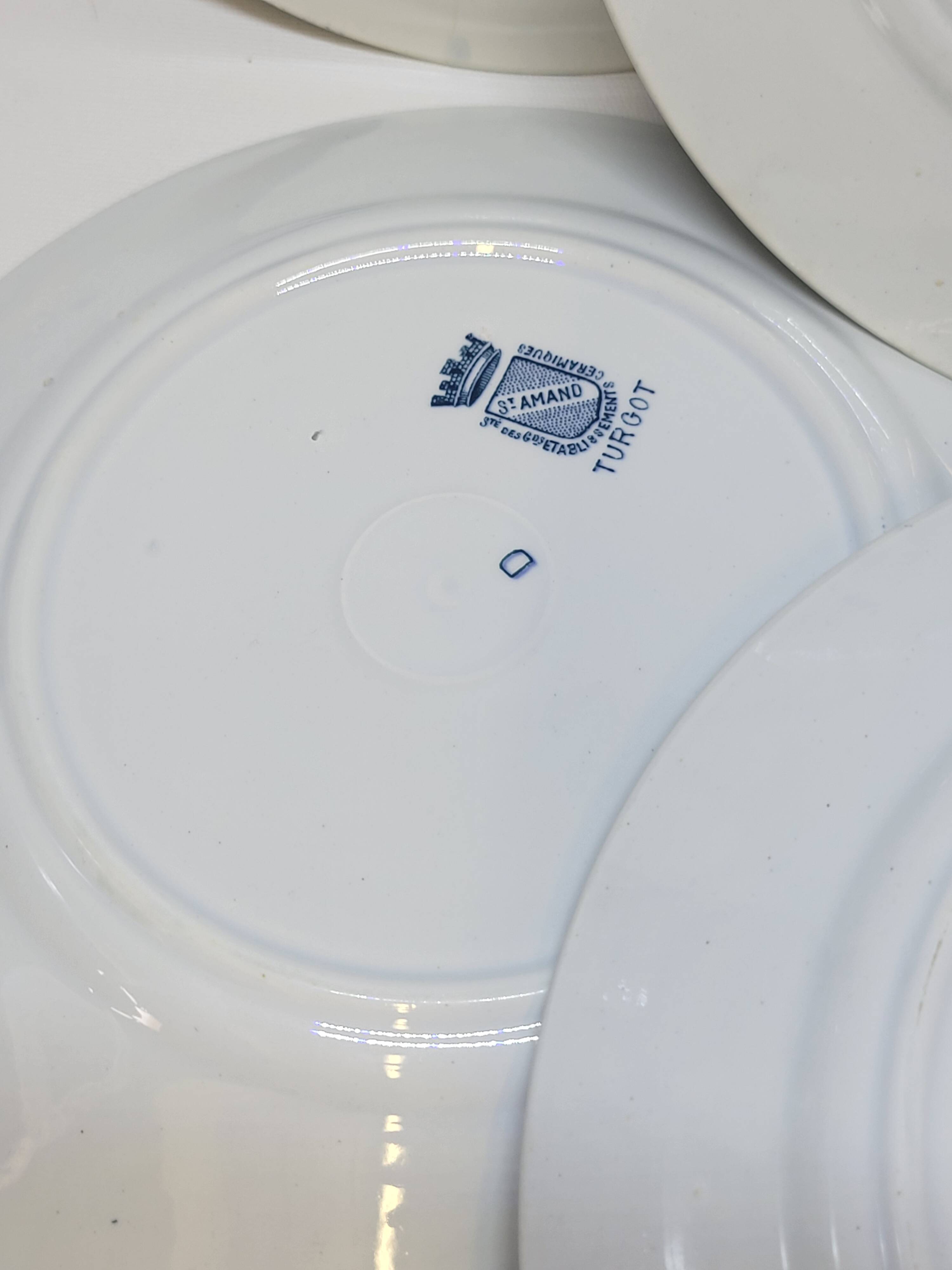 8 Old St Amand Flat Plates, Turgot Art Deco Model