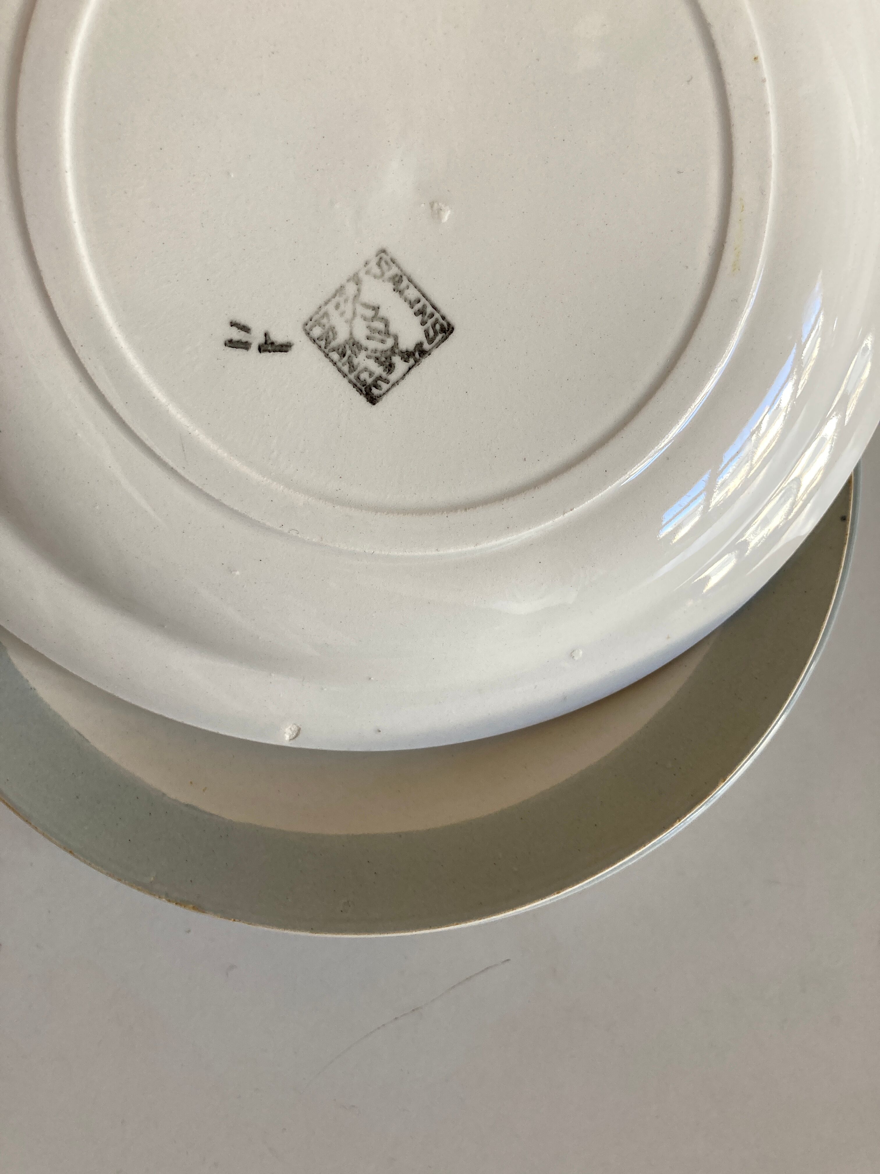 Set de 8 assiettes à dessert en faience de Salins 1960