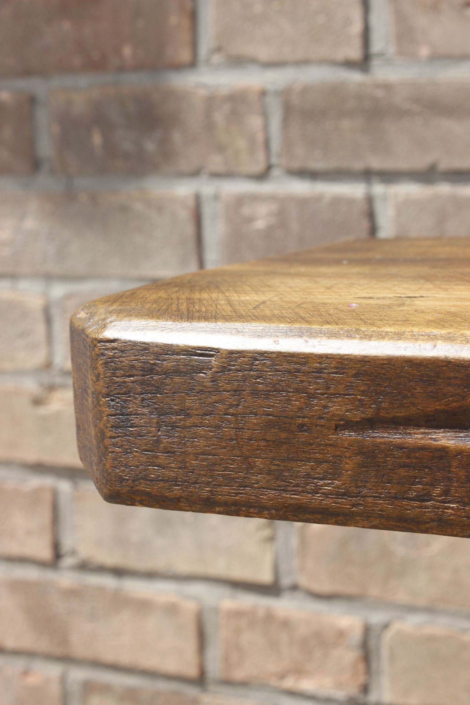 Brutalist console in solid wood worked with gouge & wrought iron, France 1950s