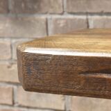 Brutalist console in solid wood worked with gouge & wrought iron, France 1950s