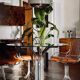 Dining table glass chrome and marble 1970s Italian vintage design