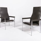 Paire de fauteuils à dossier haut de Fritz Hansen, Danemark des années 1980