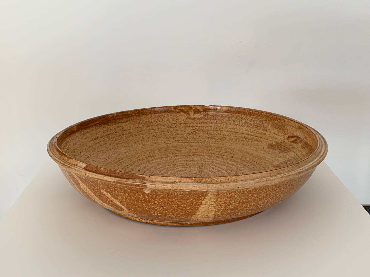 Large signed stoneware bowl.