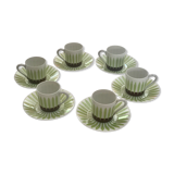 Vintage coffee porcelain service, Haviland Limoges, stylized grass décor