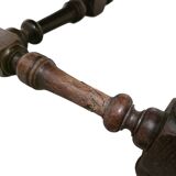 Antique French oak Side Table With Embroidered Top, late 1800s