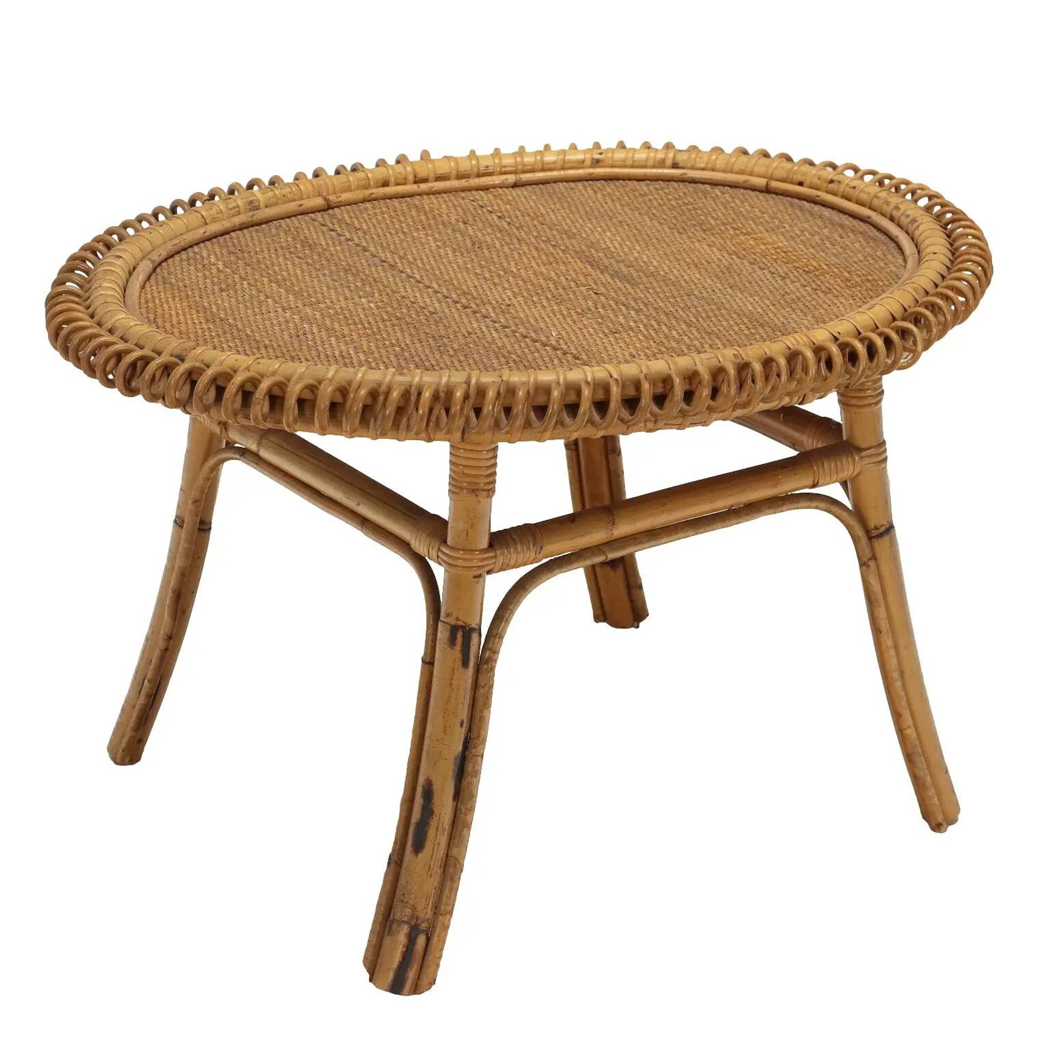 Vintage bamboo coffee table, Italy, 1950s-1960s.