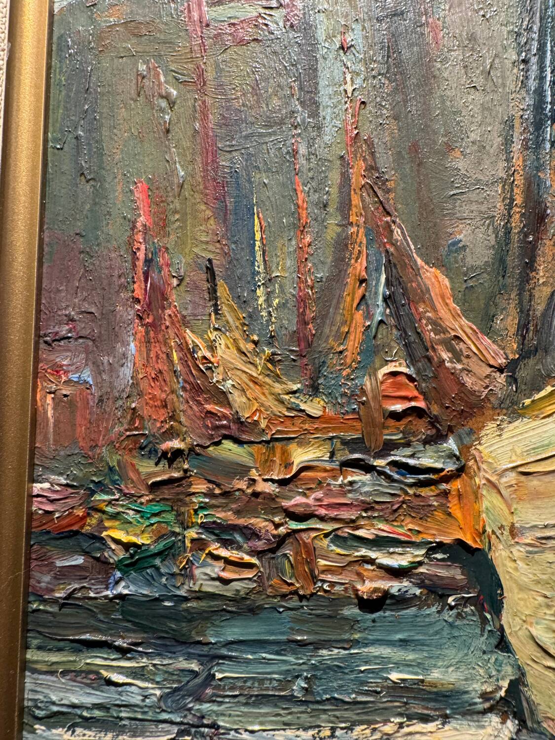 Antique painting, seascape signed Louis Dufour, dated 1943