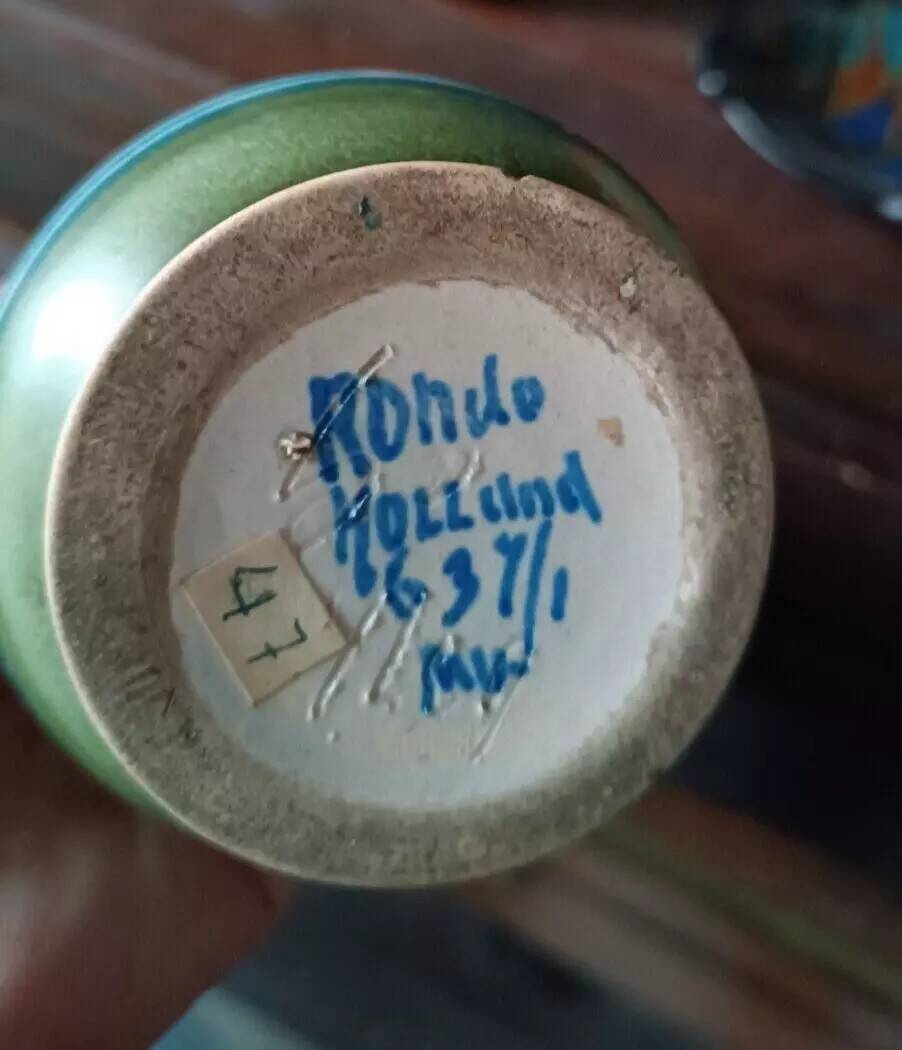 Ceramica VASO portafiori manifattura gouda Liberty decoro rondo