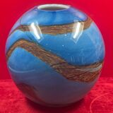 Ball sphere blue art glassware marble style murano de gino vase