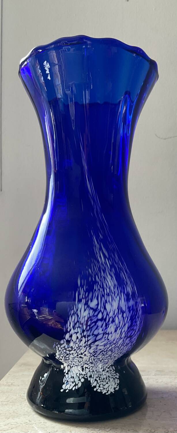 Trio of cobalt blue Art Deco vases