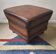 Pouf ottoman en cuir marron châtaigne vintage