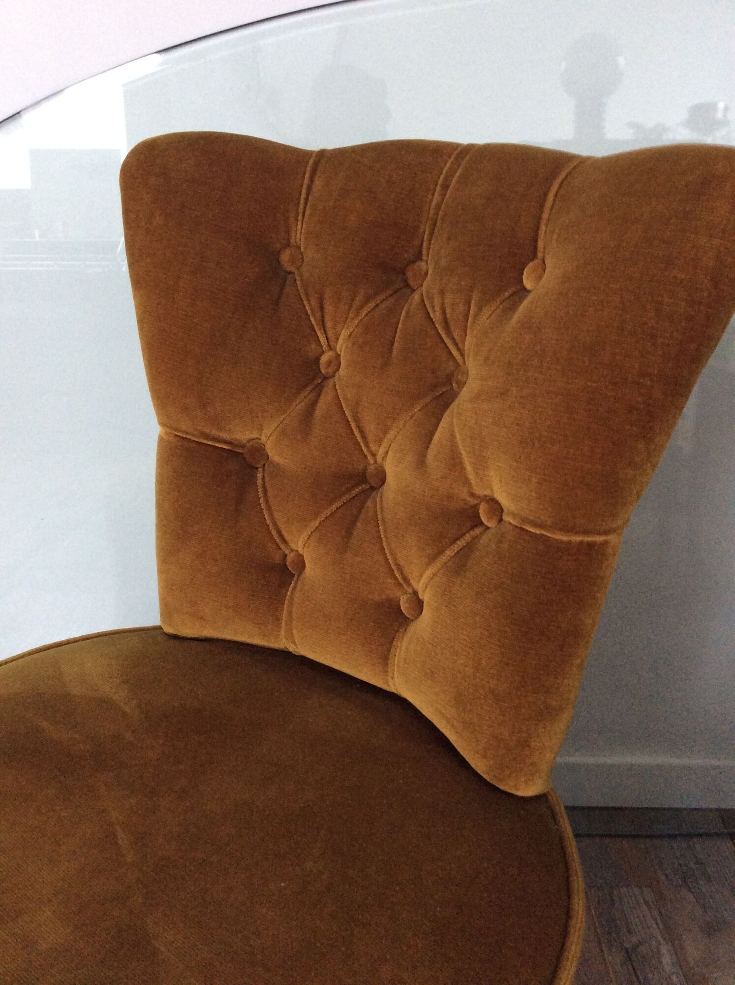 Toad armchair of the 60s and 70s in mustard yellow velvet