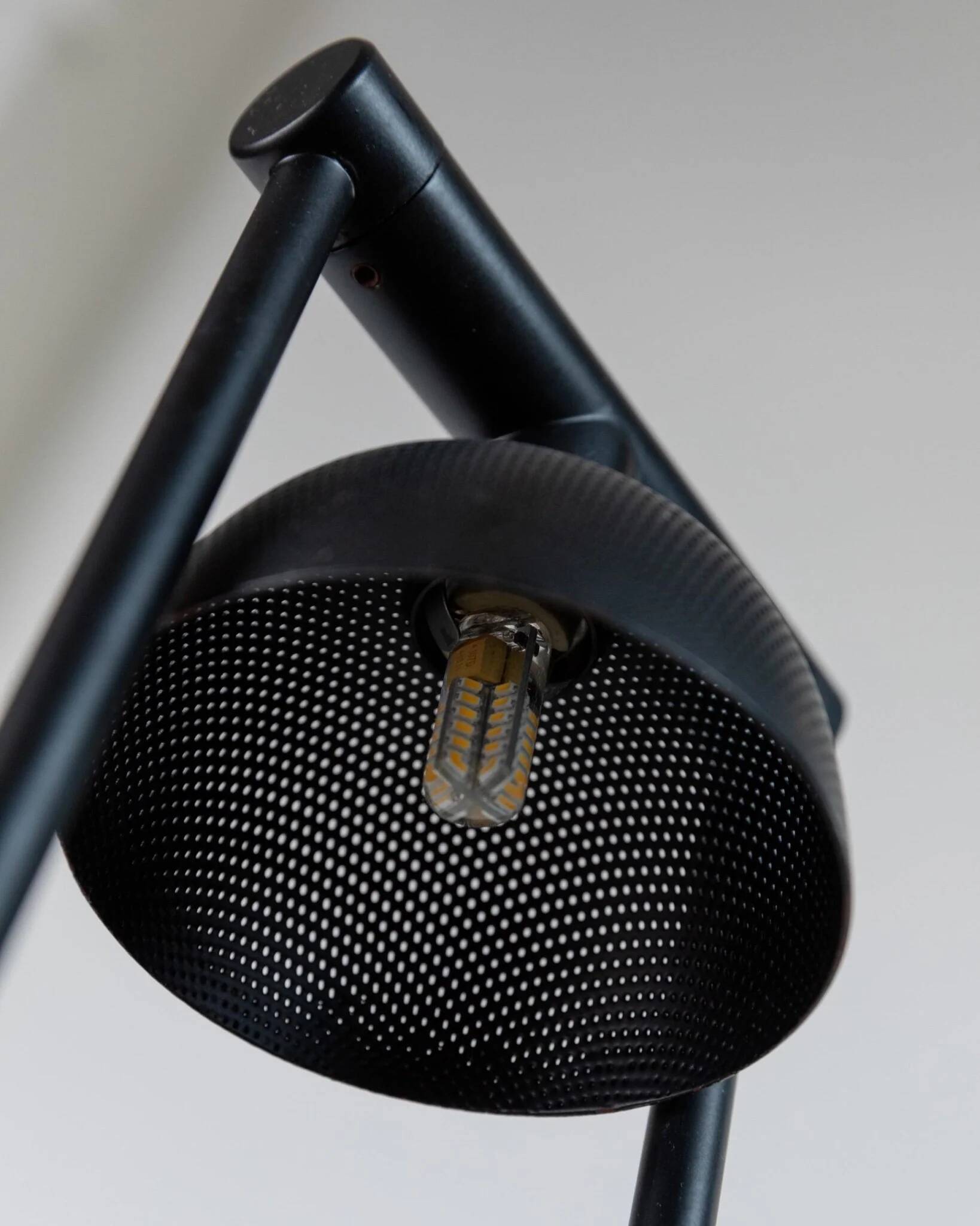 Black Metal Table Lamp with Clear Glass Base - Postmodern Memphis Italian Design, 1980s