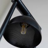 Black Metal Table Lamp with Clear Glass Base - Postmodern Memphis Italian Design, 1980s