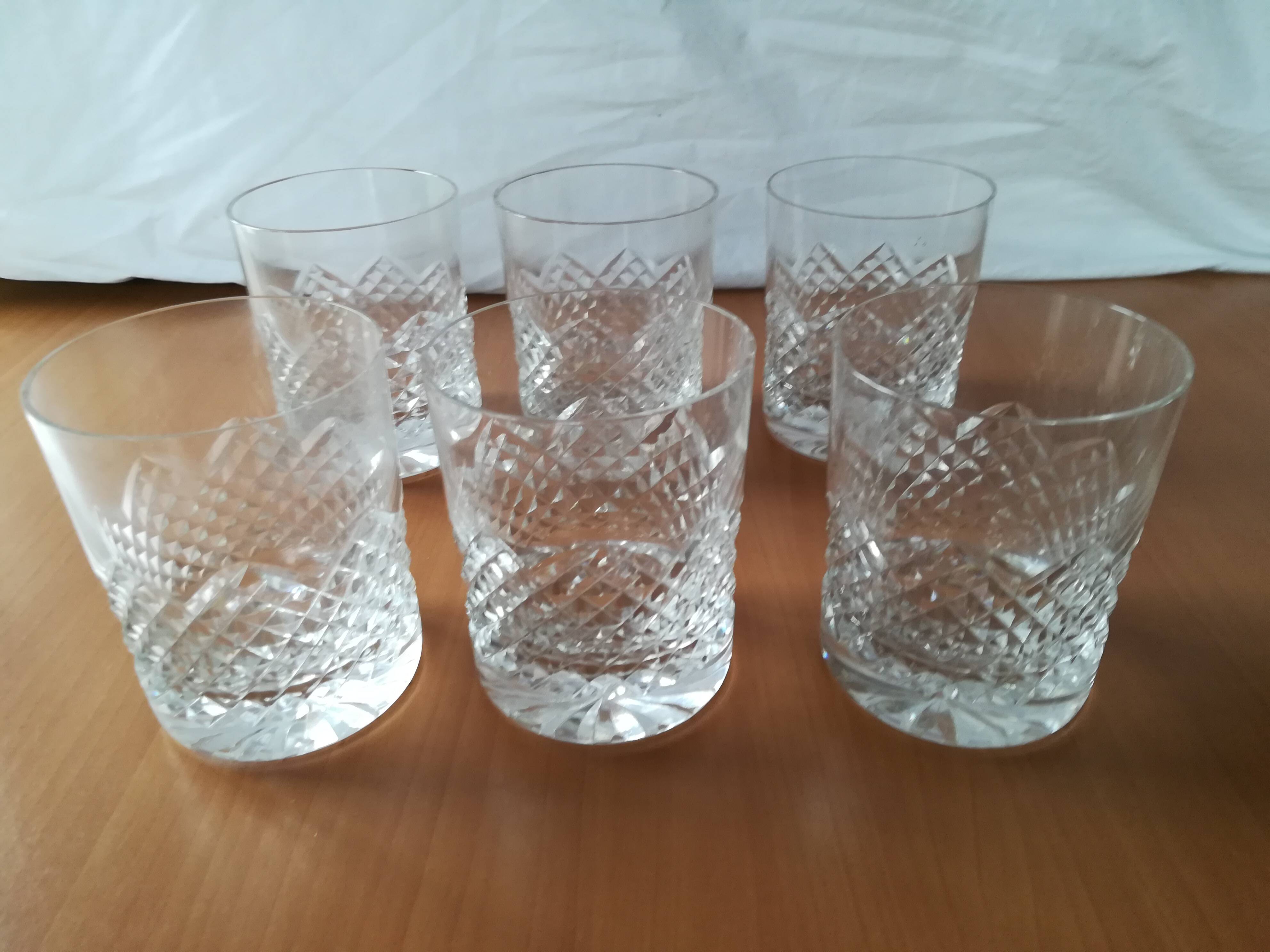 Cut crystal whisky glasses