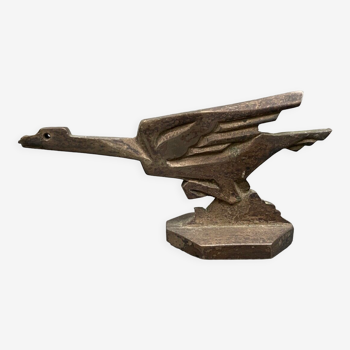 Mascotte en bronze 1930 Décor d'oiseau stylisé