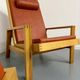 Ensemble salon en pin 3 fauteuils lounge et table design scandinave 70