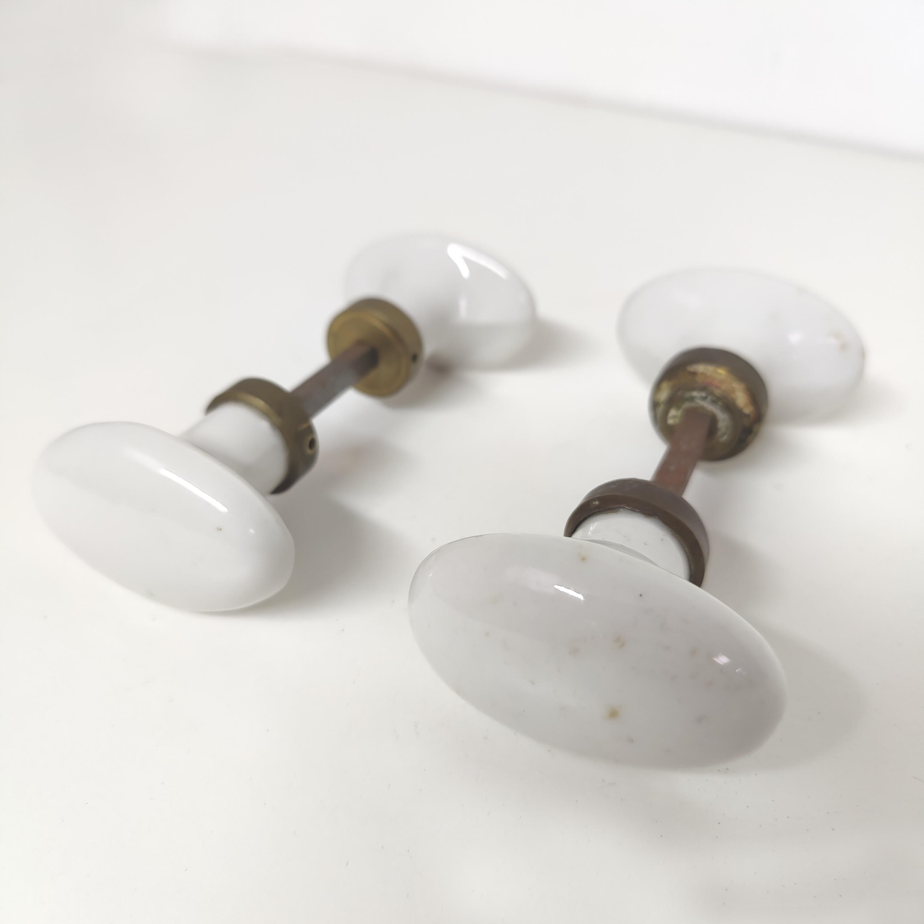 Lot de 2 poignées boutons de porte en porcelaine blanche