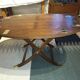 Folding coffee table type Butler marine boat wood and brass mahogany