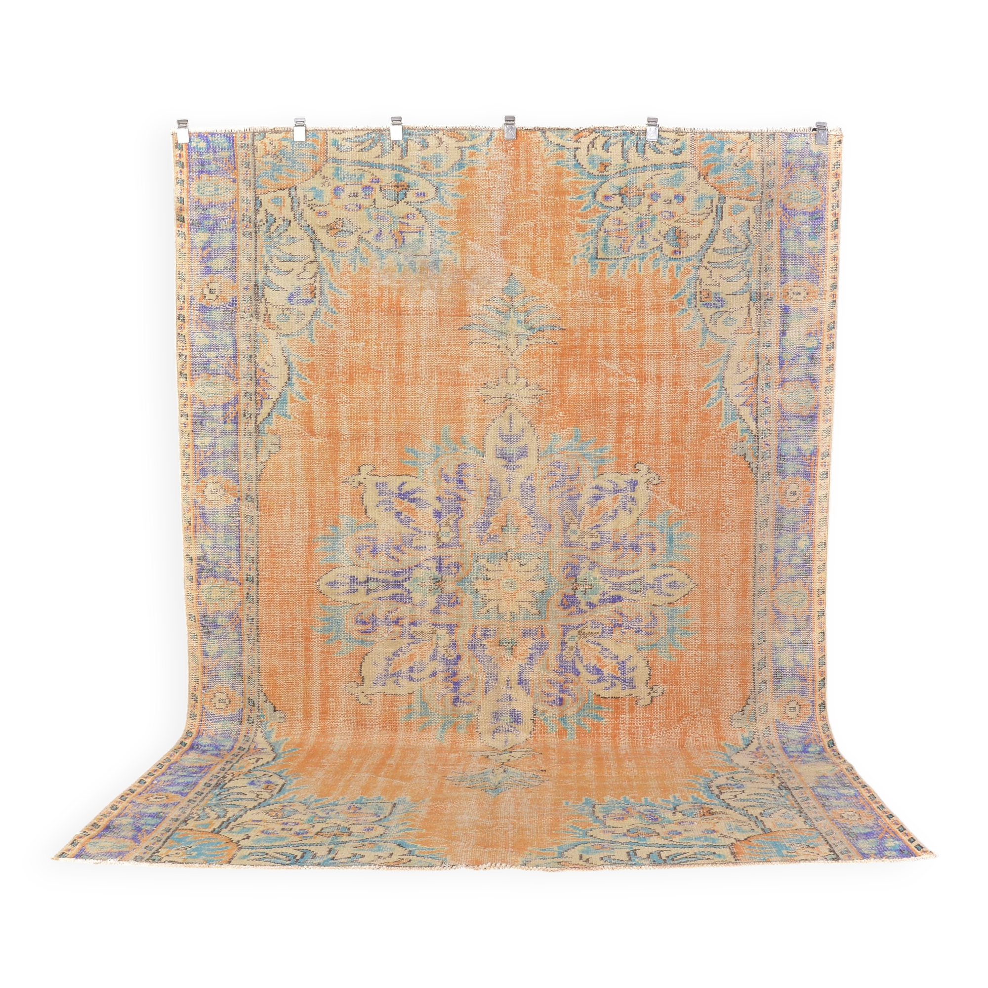 Vintage Handknotted Oushak Wool Rug sku2321