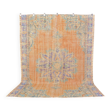 Tapis en laine Oushak noué à la main vintage sku2321