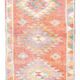 Tapis runner vintage orange à motifs géométriques faits main, 86x319Cm