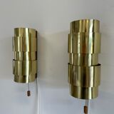 Pair of Scandinavian teak and brass sconces