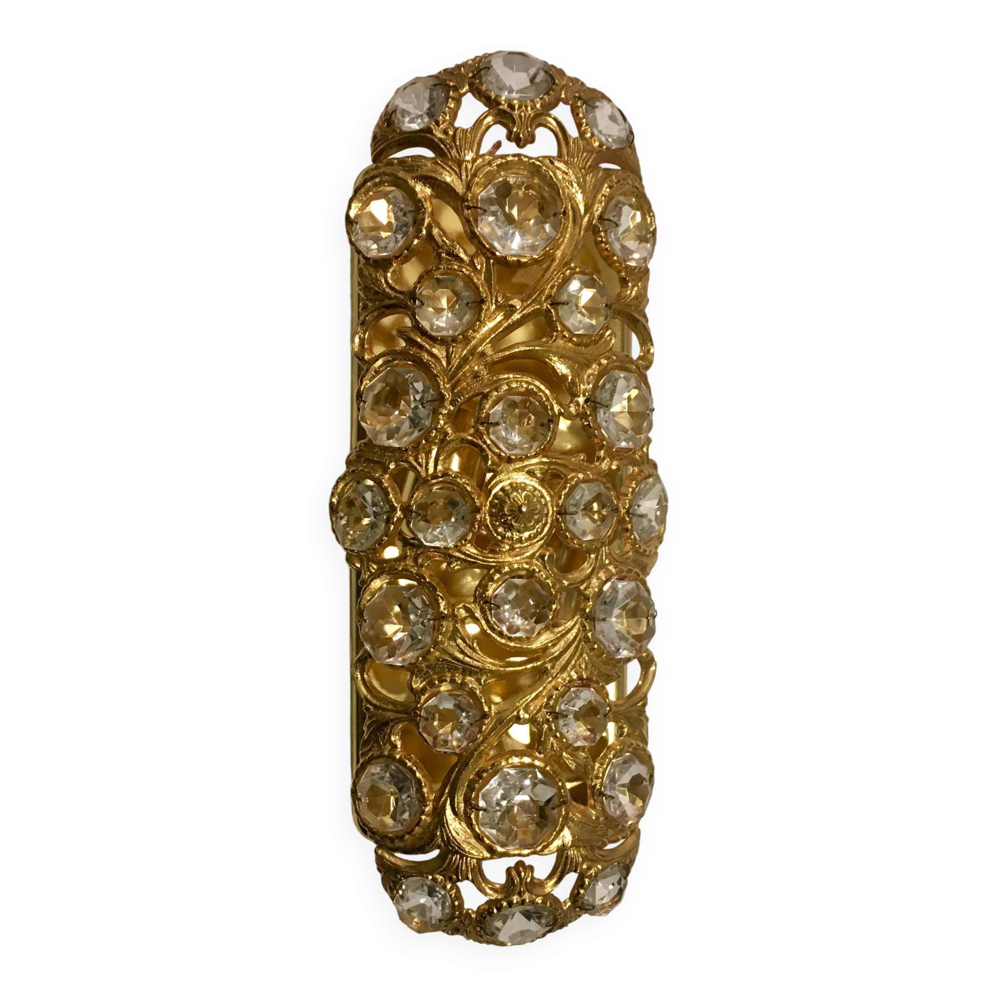 Wall lamp in gilded brass and glass, Peris Andreu, Spain, 1960s