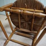 French country provence beech wood armchair with rush wicker seat