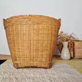 Storage basket for a plant pot in vintage rattan