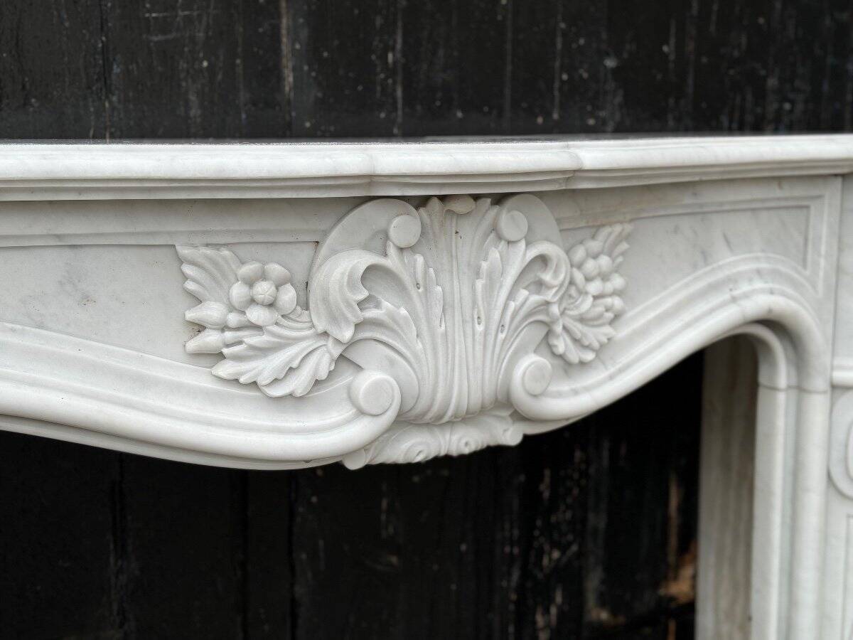 Louis XV style fireplace in Carrara marble circa 1980