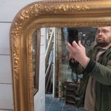 Old Louis Philippe style gilded mirror, 100×83cms